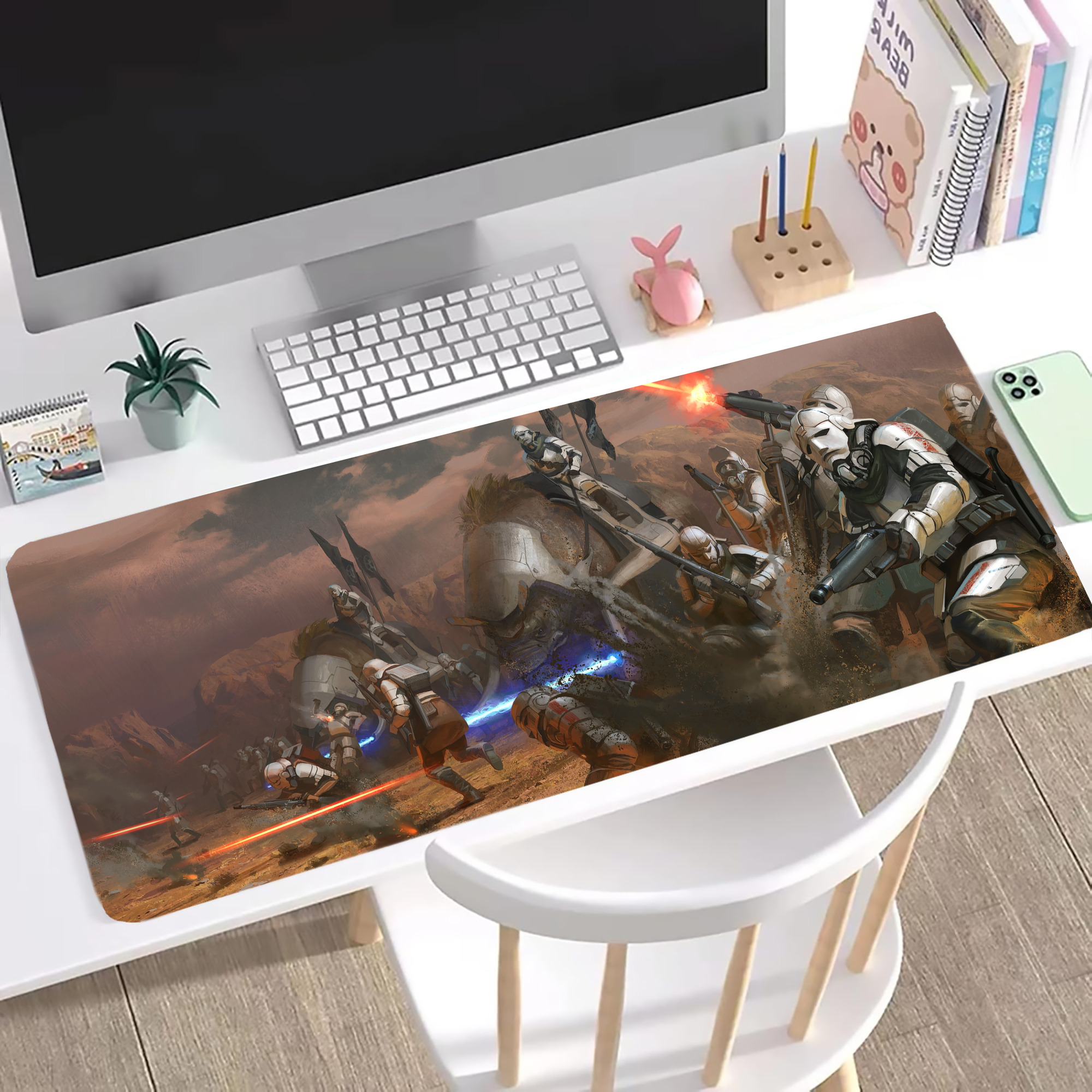 （画像用） スター・ウォーズ Star Wars ステッチ加工 大判デスクマット／滑り止めマウスパッド