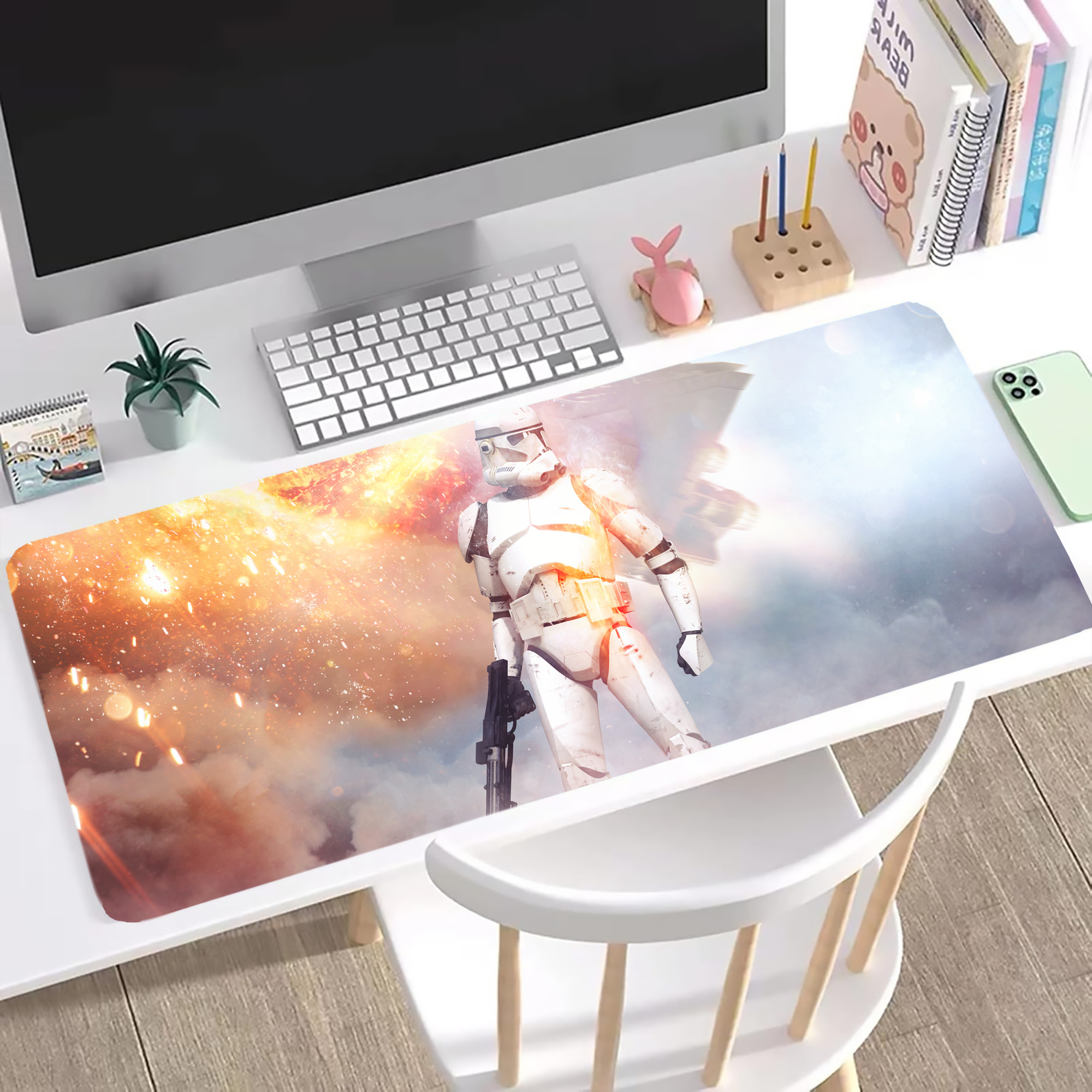 （画像用） スター・ウォーズ Star Wars ステッチ加工 大判デスクマット／滑り止めマウスパッド