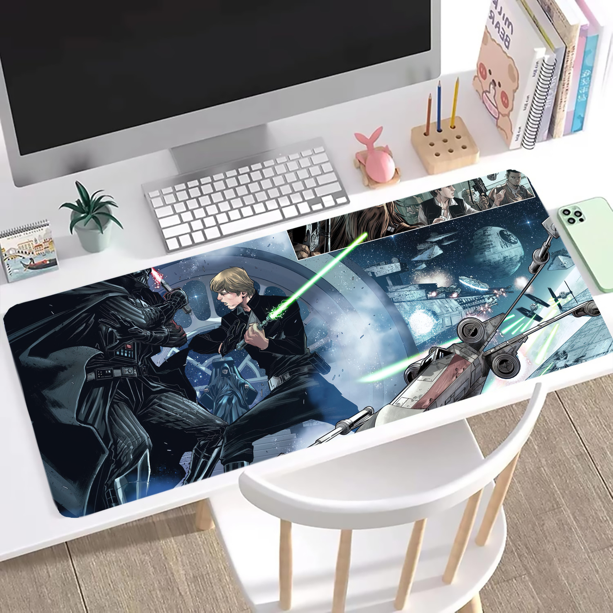 （画像用） スター・ウォーズ Star Wars ステッチ加工 大判デスクマット／滑り止めマウスパッド
