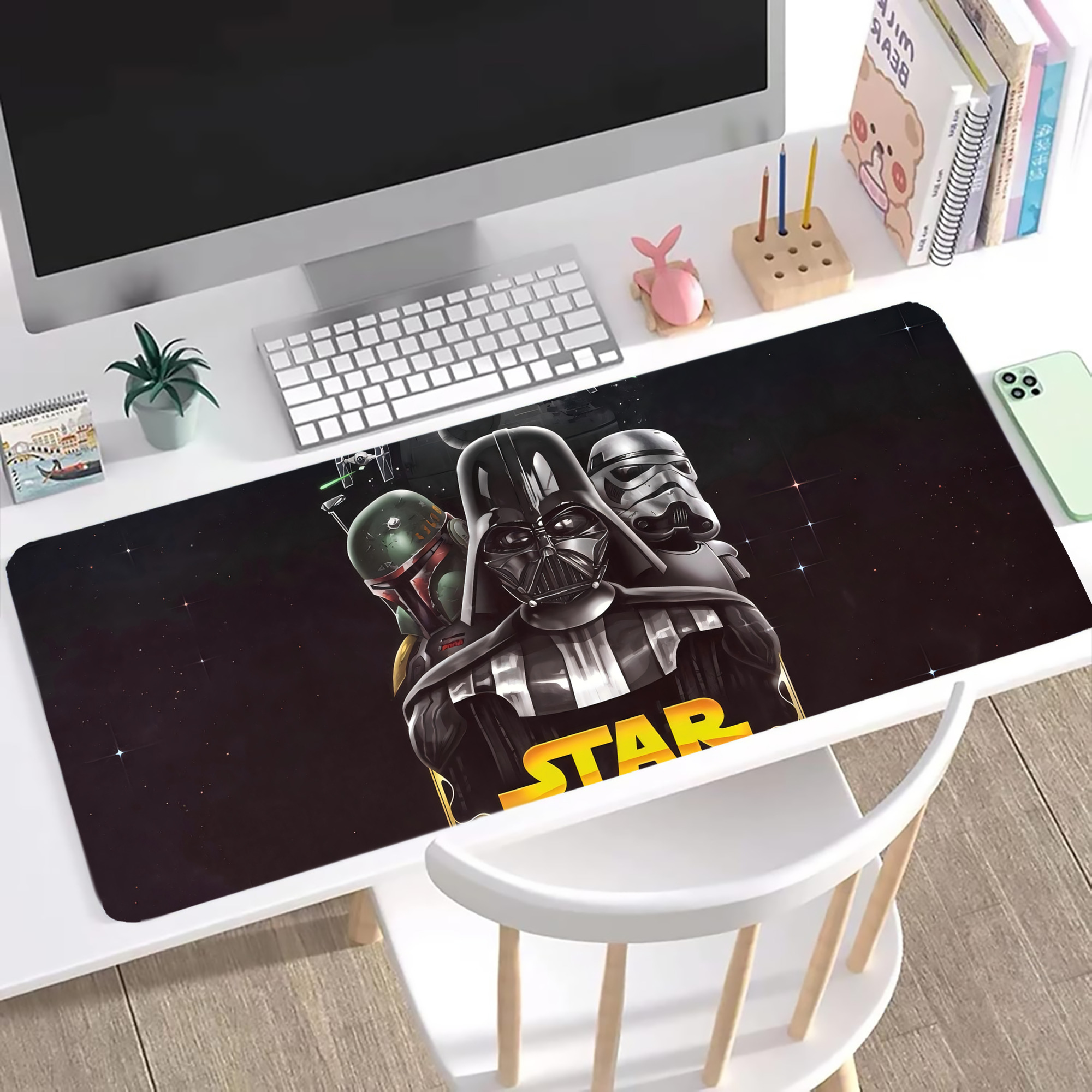 （画像用） スター・ウォーズ Star Wars ステッチ加工 大判デスクマット／滑り止めマウスパッド