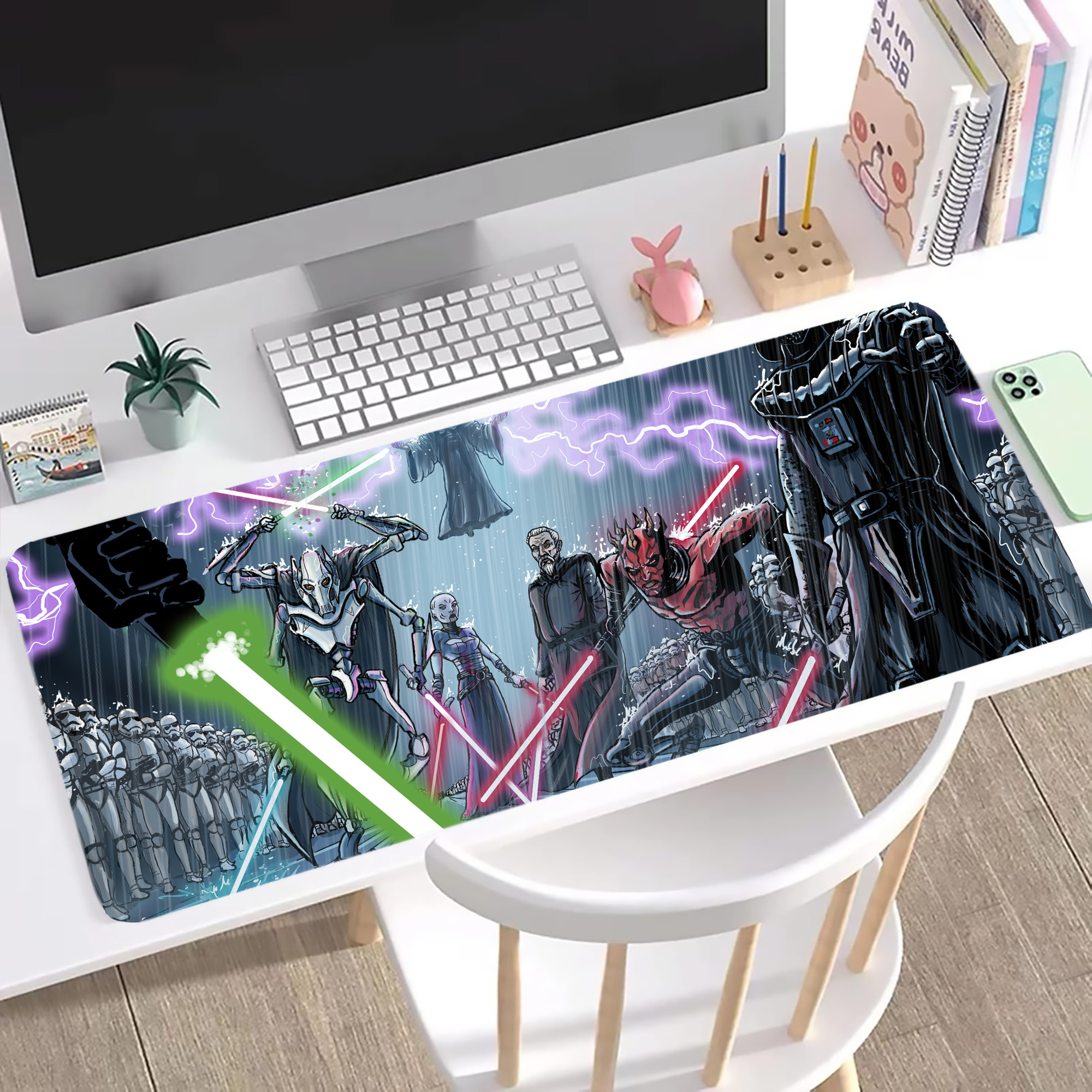 （画像用） スター・ウォーズ Star Wars ステッチ加工 大判デスクマット／滑り止めマウスパッド