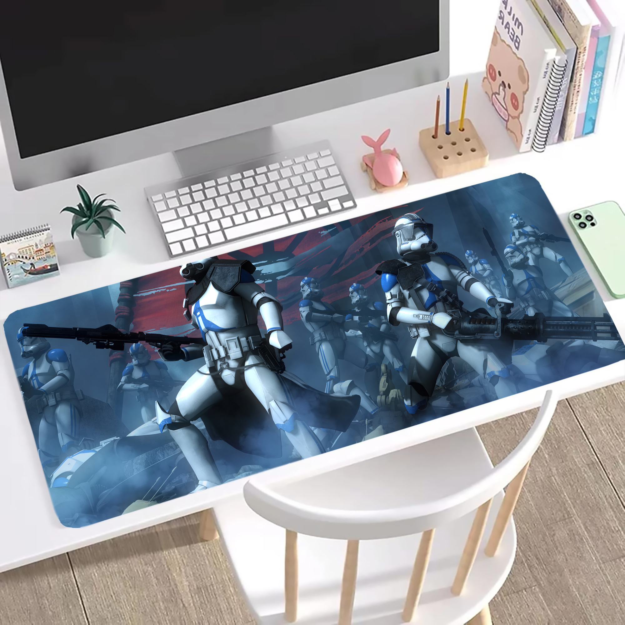 （画像用） スター・ウォーズ Star Wars ステッチ加工 大判デスクマット／滑り止めマウスパッド