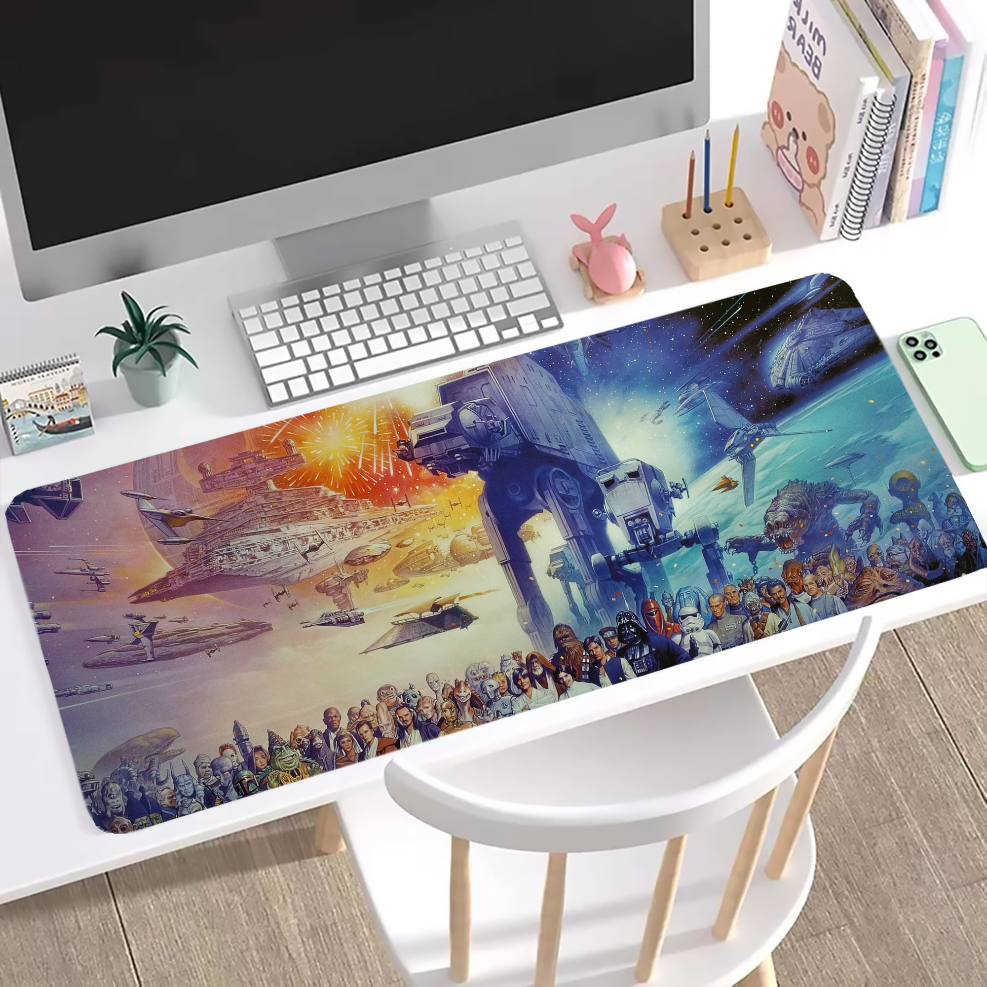 （画像用） スター・ウォーズ Star Wars ステッチ加工 大判デスクマット／滑り止めマウスパッド