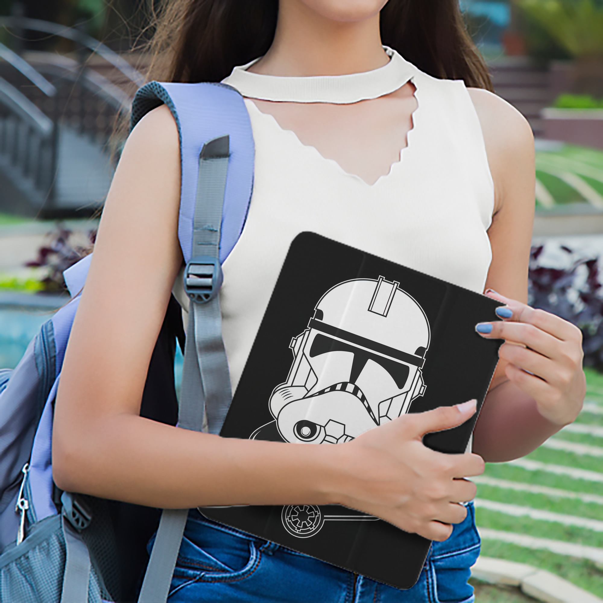 スター・ウォーズ Star Wars IPad ケース ペン収納付き 三つ折りスタンド PUレザー×シリコン 対応機種9.5/10.5/10.9インチ