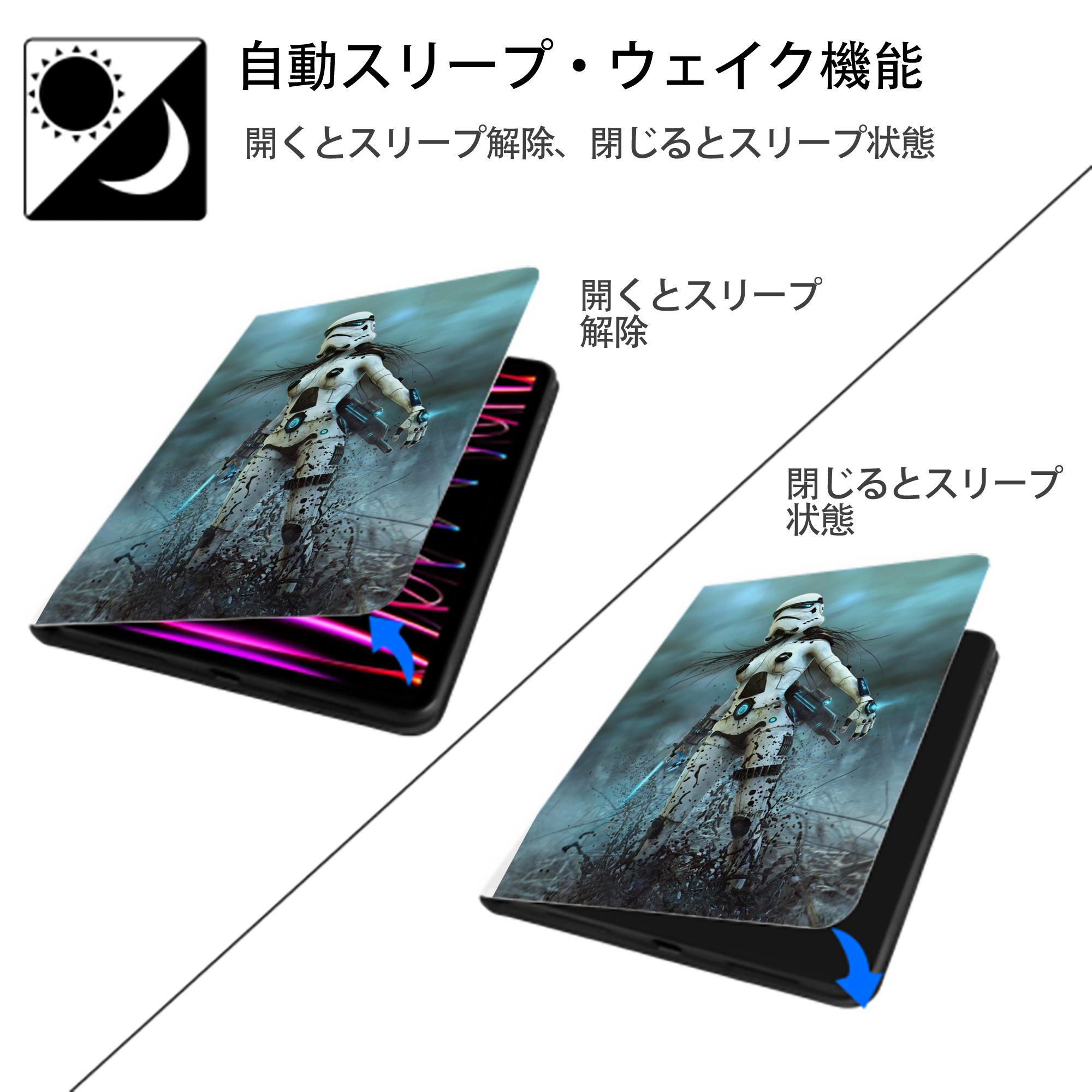 スター・ウォーズ Star Wars IPad ケース ペン収納付き 三つ折りスタンド PUレザー×シリコン 対応機種9.5/10.5/10.9インチ