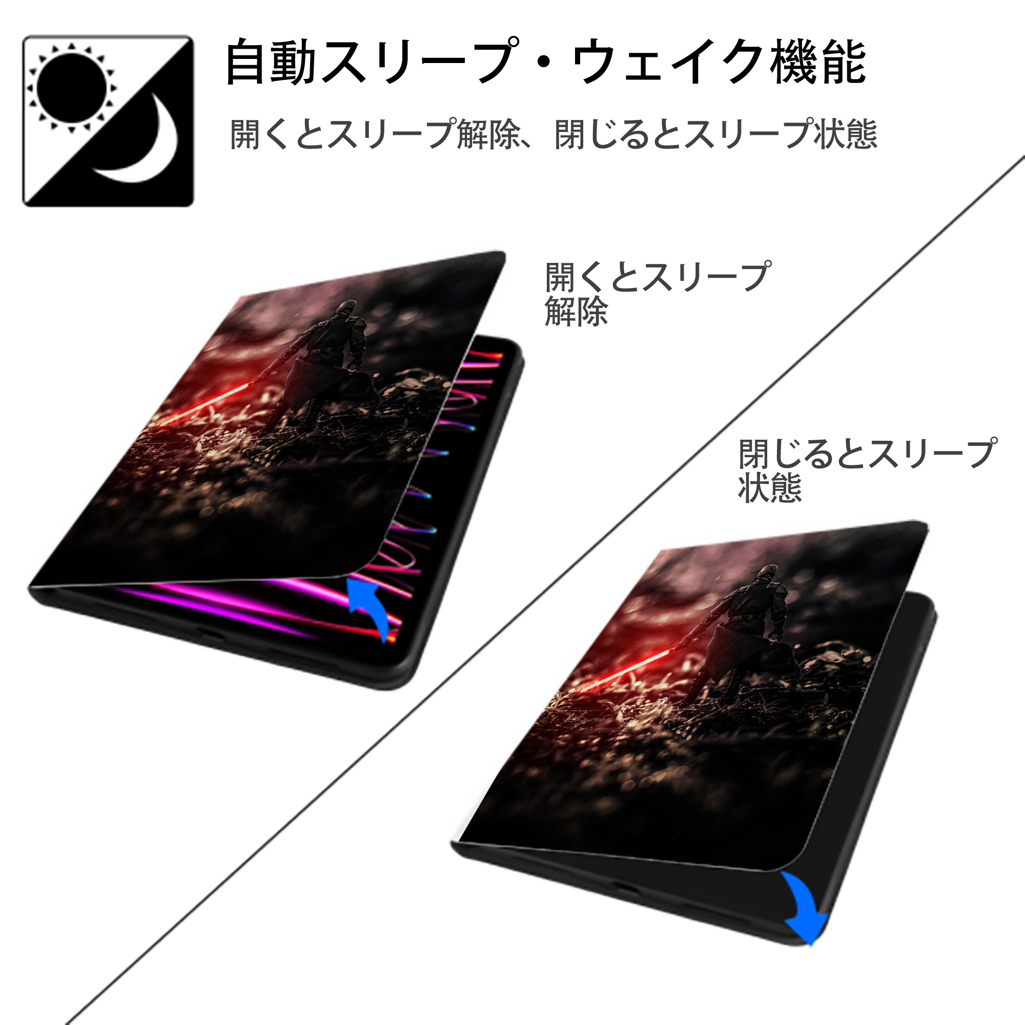 スター・ウォーズ Star Wars IPad ケース ペン収納付き 三つ折りスタンド PUレザー×シリコン 対応機種9.5/10.5/10.9インチ