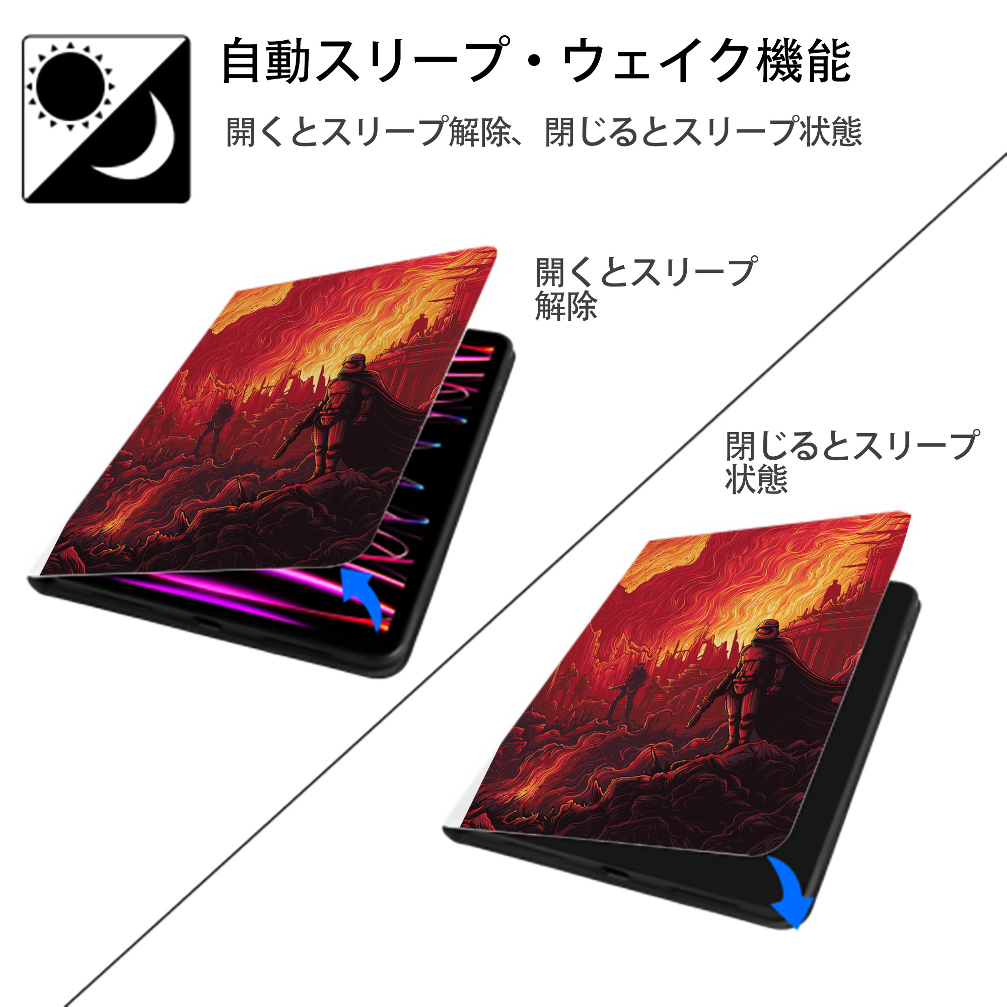スター・ウォーズ Star Wars IPad ケース ペン収納付き 三つ折りスタンド PUレザー×シリコン 対応機種9.5/10.5/10.9インチ