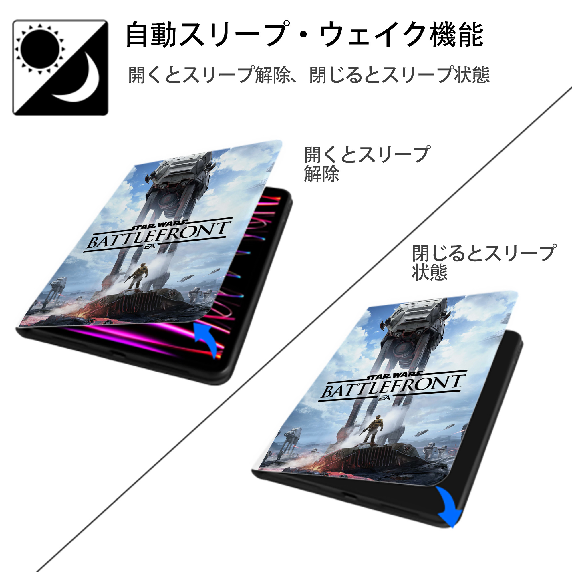 スター・ウォーズ Star Wars IPad ケース ペン収納付き 三つ折りスタンド PUレザー×シリコン 対応機種9.5/10.5/10.9インチ