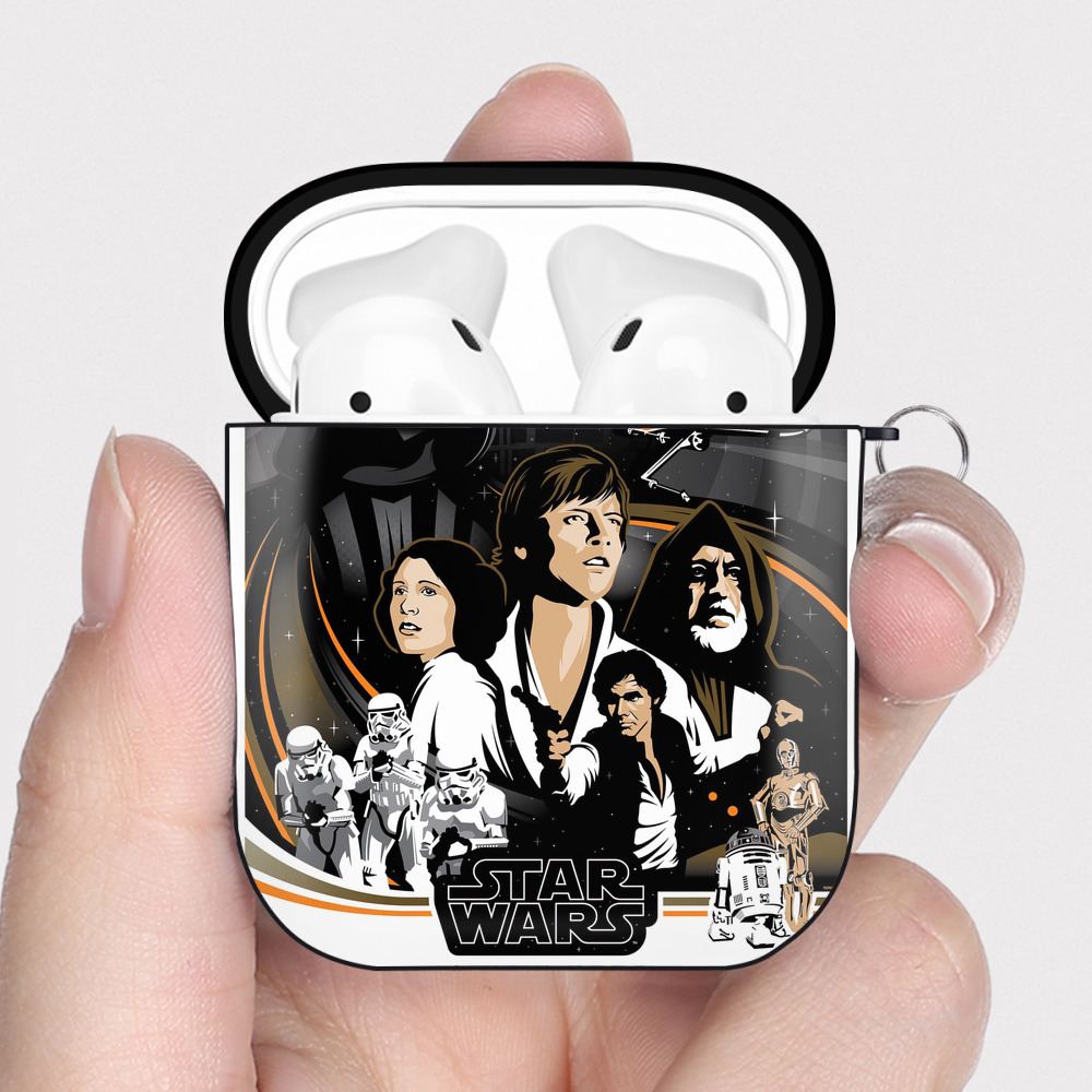 （画像用） スター・ウォーズ Star Wars AirPods 第2世代保護ケース ハードシェル ブラック 耐衝撃・防指紋・カラビナ付き