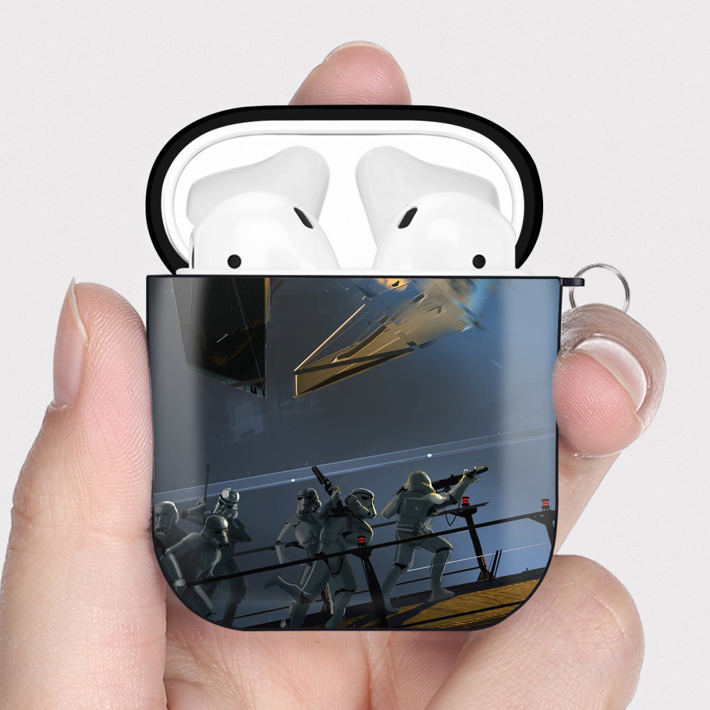 （画像用） スター・ウォーズ Star Wars AirPods 第2世代保護ケース ハードシェル ブラック 耐衝撃・防指紋・カラビナ付き