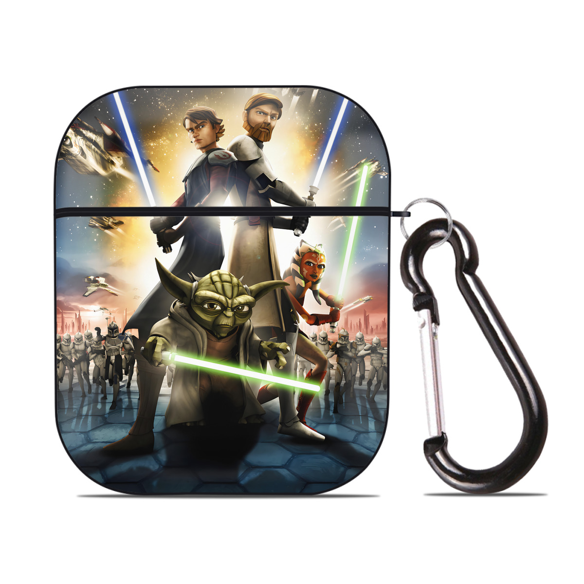 （画像用） スター・ウォーズ Star Wars AirPods 第2世代保護ケース ハードシェル ブラック 耐衝撃・防指紋・カラビナ付き