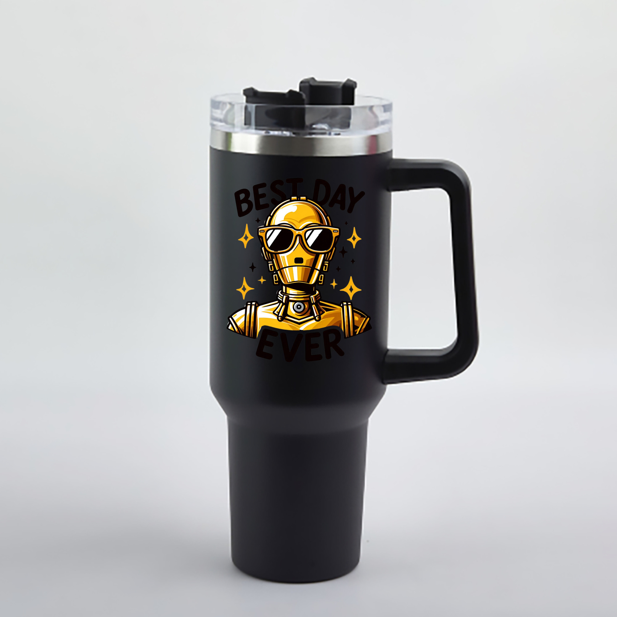 （画像用） スター・ウォーズ Star Wars 1200mL車用タンブラー - クリスタルステッカー（プラスチックストロー付き）