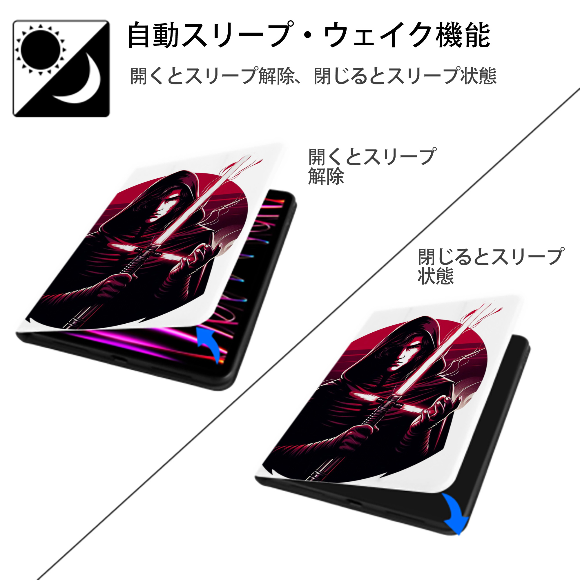 スター・ウォーズ Star Wars IPad ケース ペン収納付き 三つ折りスタンド PUレザー×シリコン 対応機種9.5/10.5/10.9インチ
