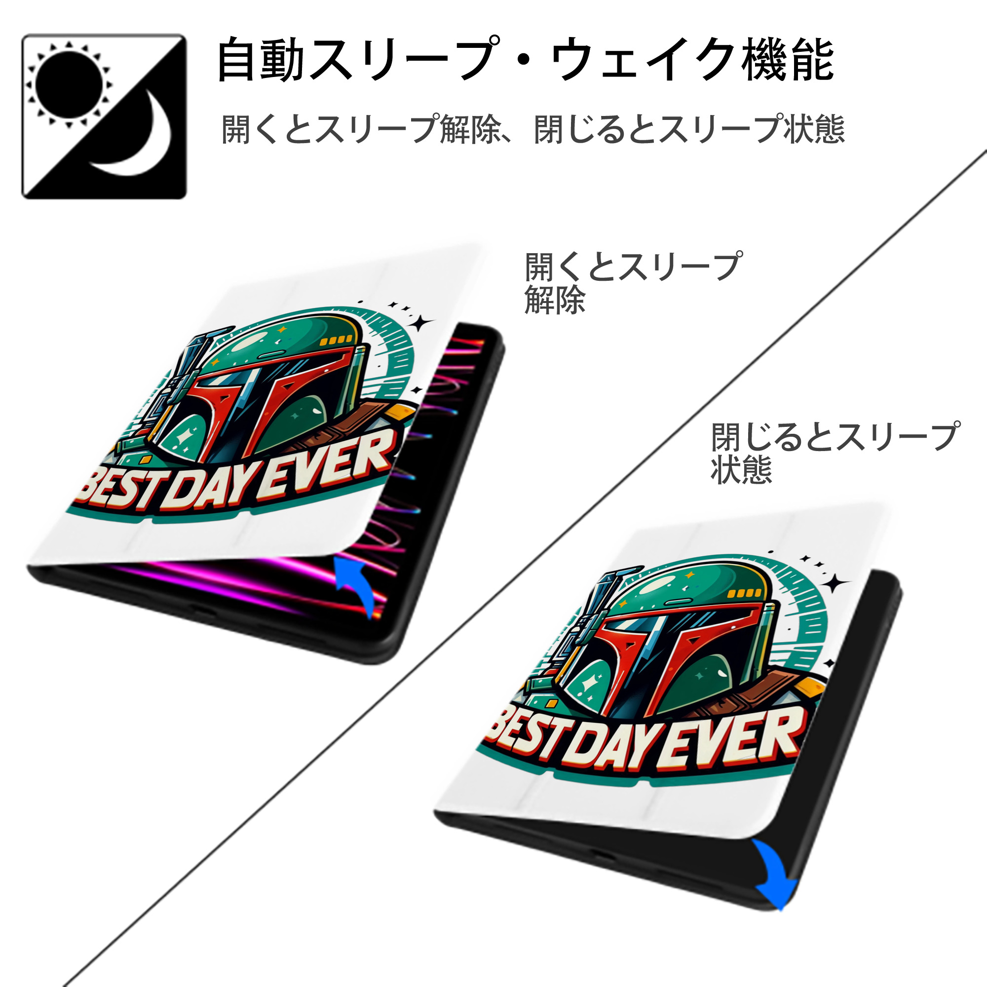 スター・ウォーズ Star Wars IPad ケース ペン収納付き 三つ折りスタンド PUレザー×シリコン 対応機種9.5/10.5/10.9インチ