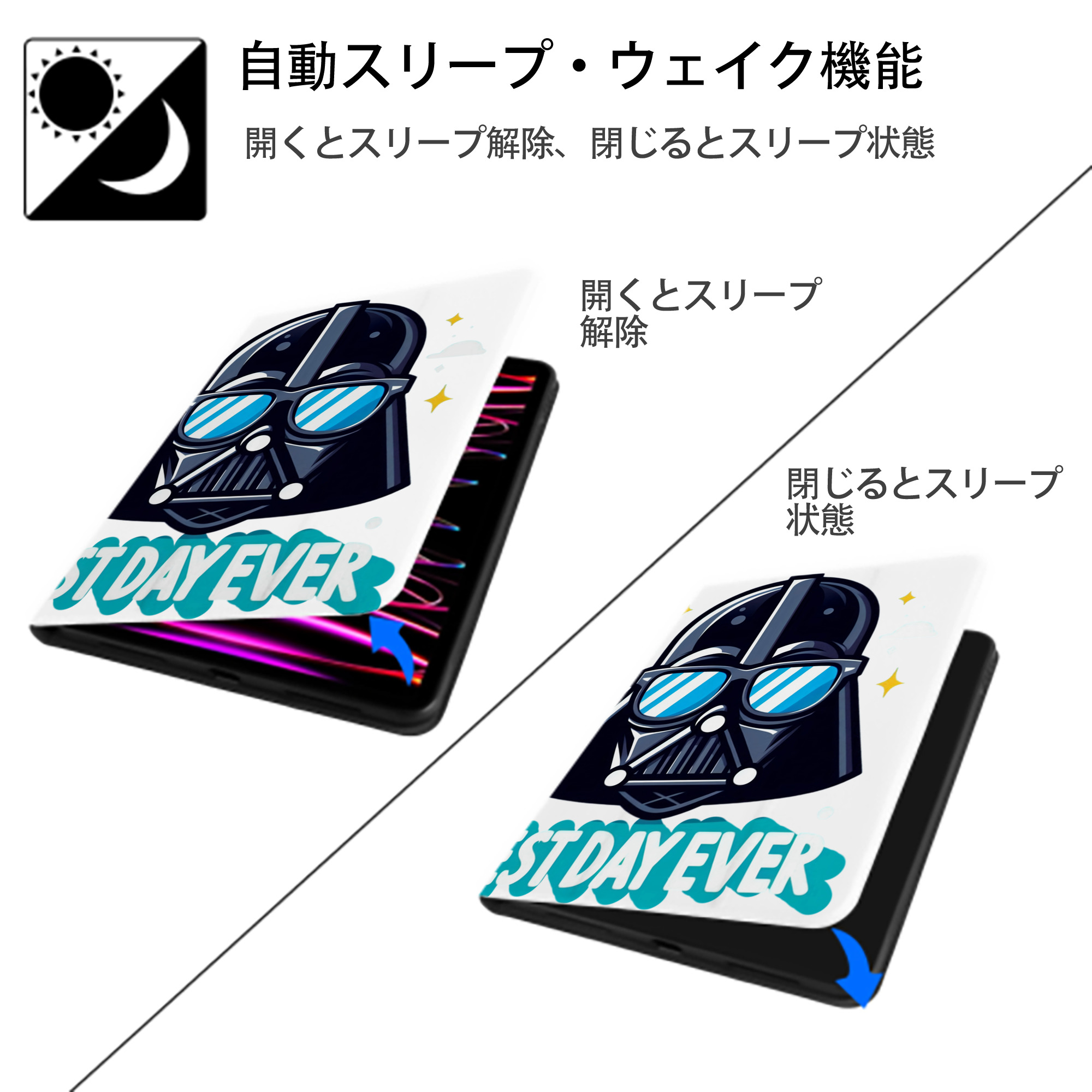 スター・ウォーズ Star Wars IPad ケース ペン収納付き 三つ折りスタンド PUレザー×シリコン 対応機種9.5/10.5/10.9インチ