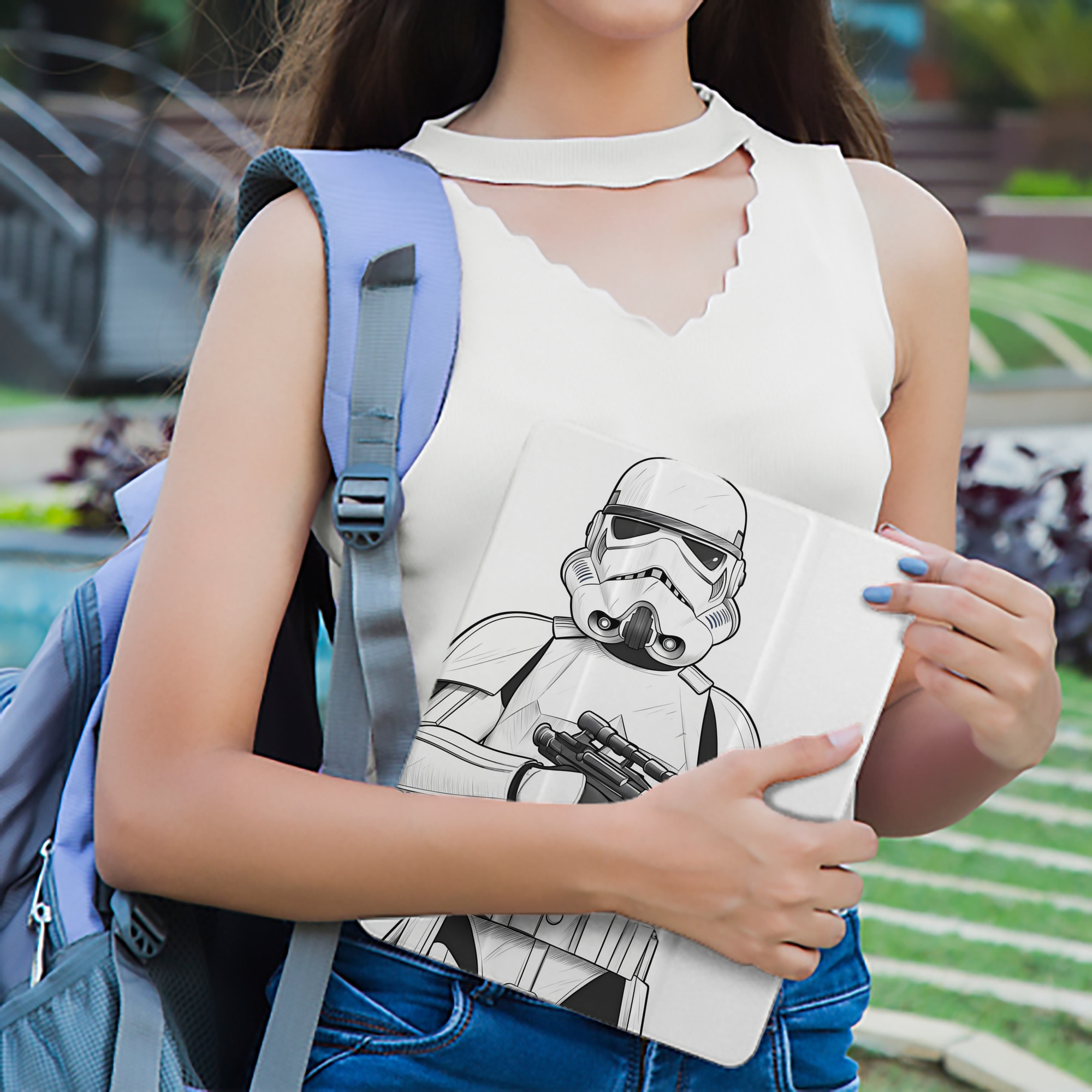 スター・ウォーズ Star Wars IPad ケース ペン収納付き 三つ折りスタンド PUレザー×シリコン 対応機種9.5/10.5/10.9インチ