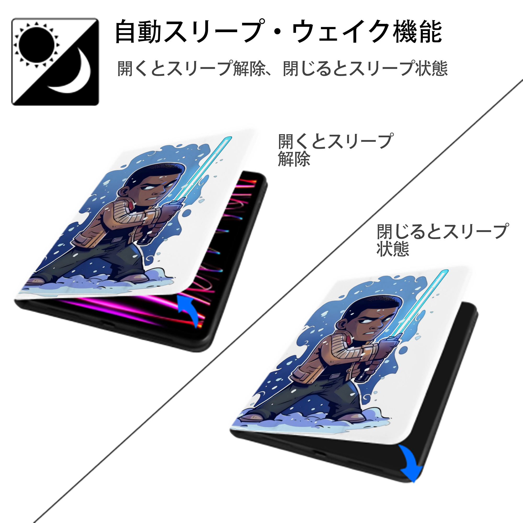 スター・ウォーズ Star Wars IPad ケース ペン収納付き 三つ折りスタンド PUレザー×シリコン 対応機種9.5/10.5/10.9インチ