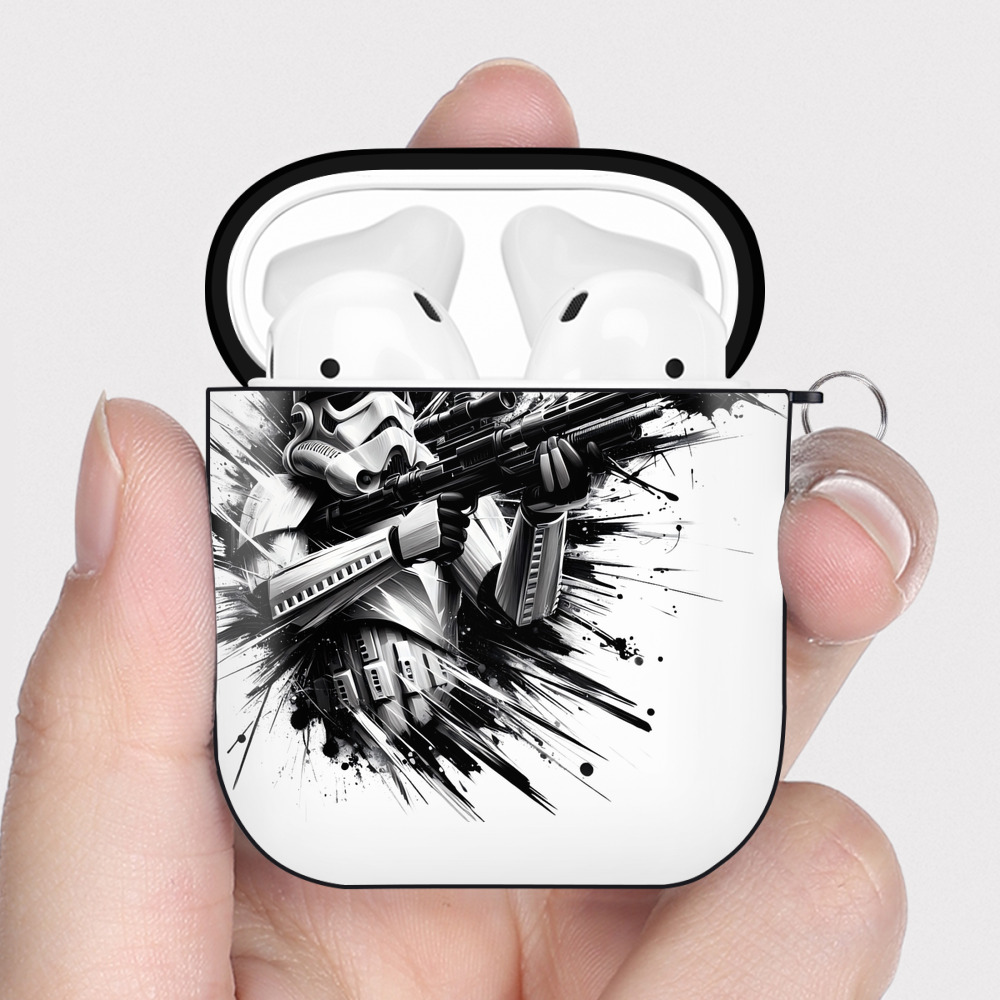 （画像用） スター・ウォーズ Star Wars AirPods 第2世代保護ケース ハードシェル ブラック 耐衝撃・防指紋・カラビナ付き