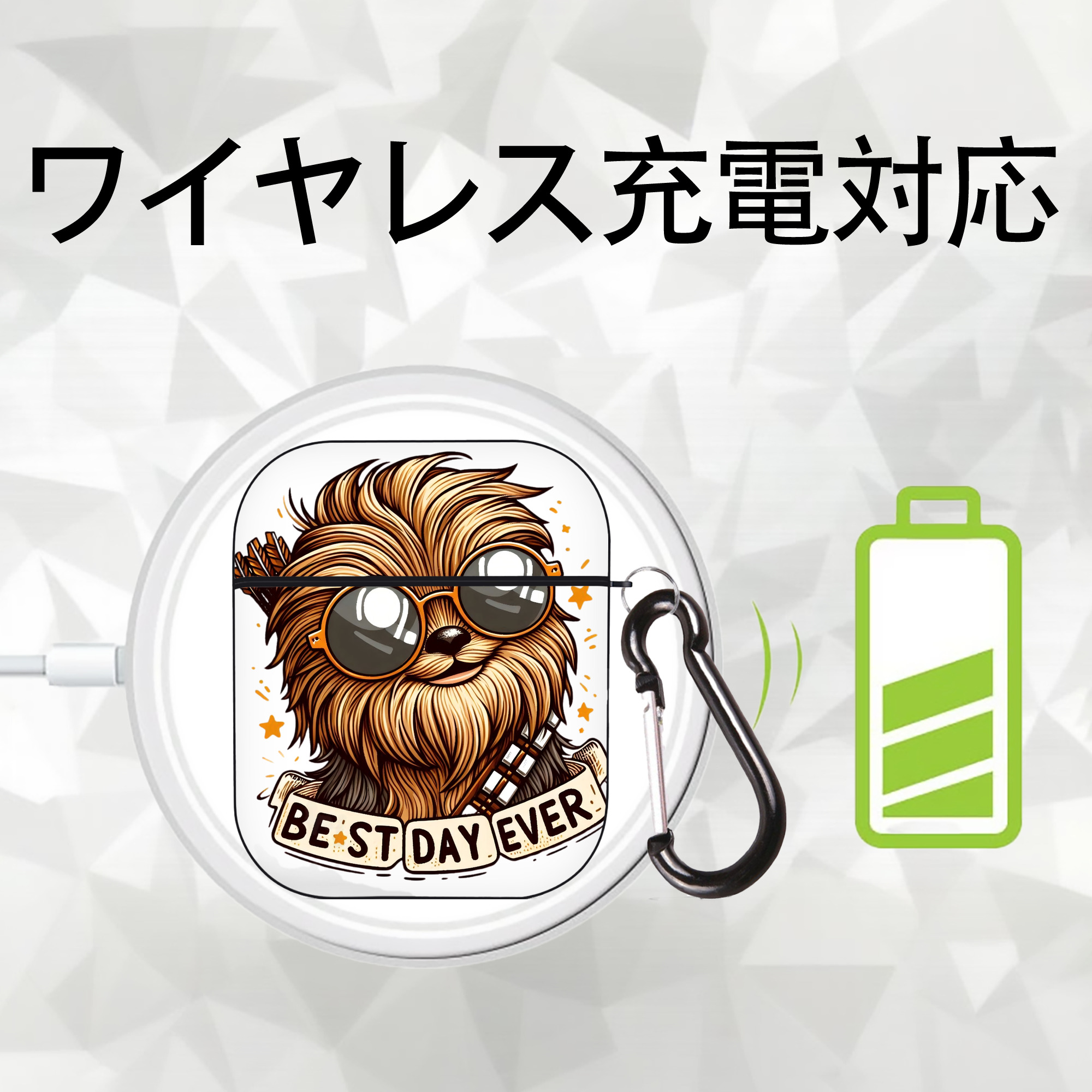 スター・ウォーズ Star Wars AirPods 第2世代保護ケース ハードシェル ブラック 耐衝撃・防指紋・カラビナ付き