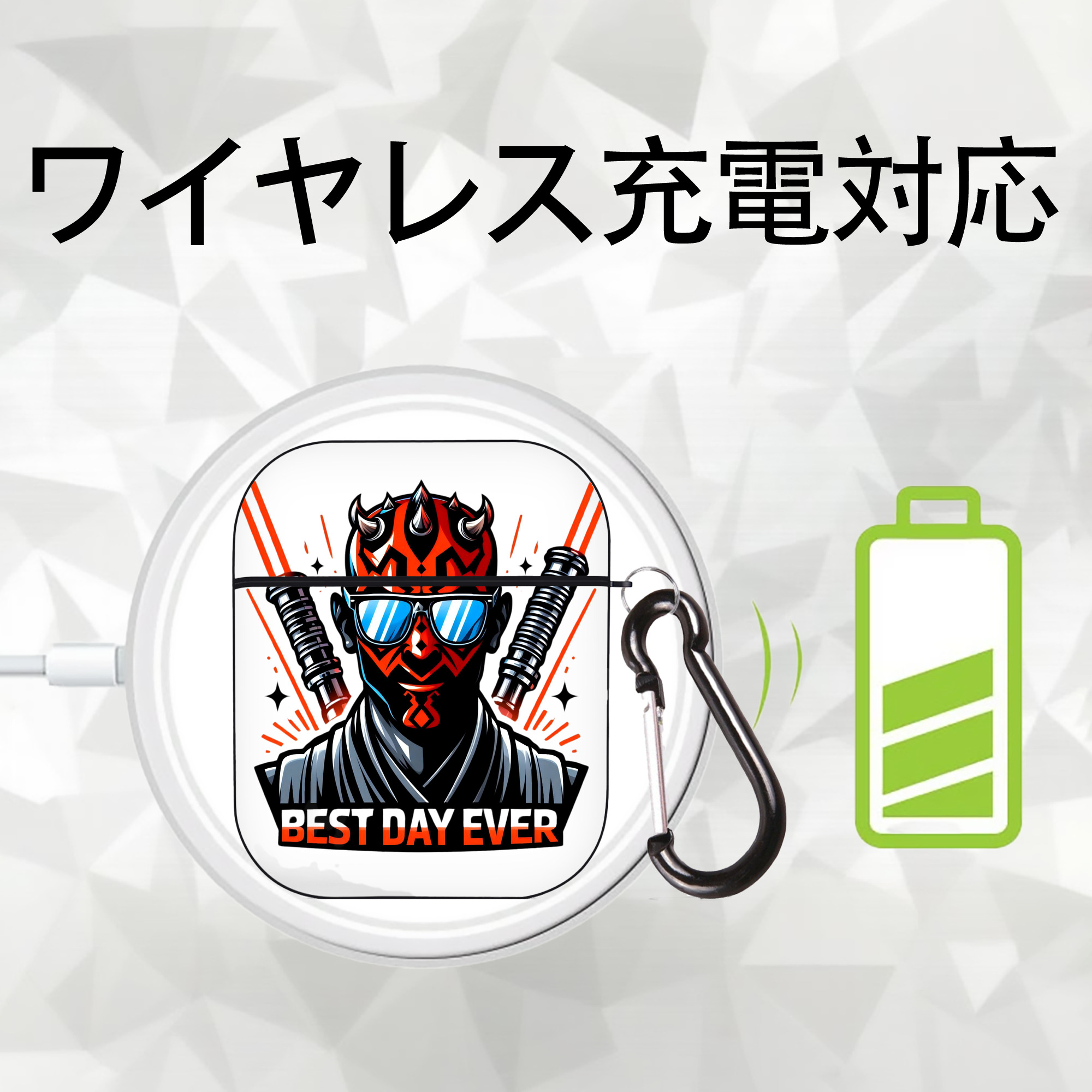 スター・ウォーズ Star Wars AirPods 第2世代保護ケース ハードシェル ブラック 耐衝撃・防指紋・カラビナ付き