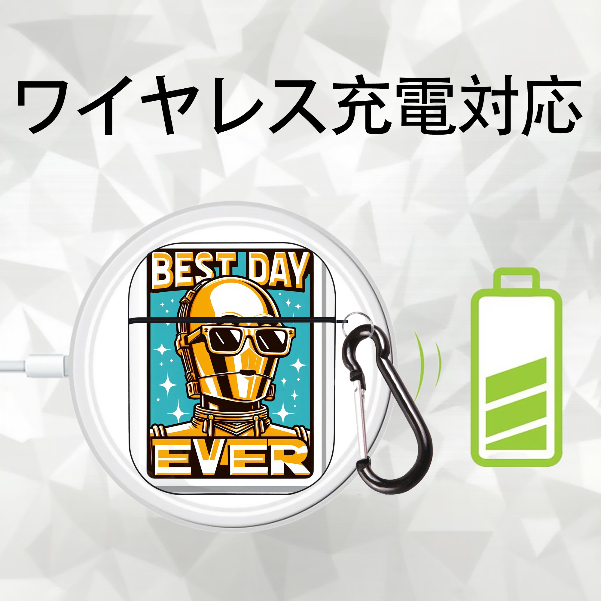 スター・ウォーズ Star Wars AirPods 第2世代保護ケース ハードシェル ブラック 耐衝撃・防指紋・カラビナ付き