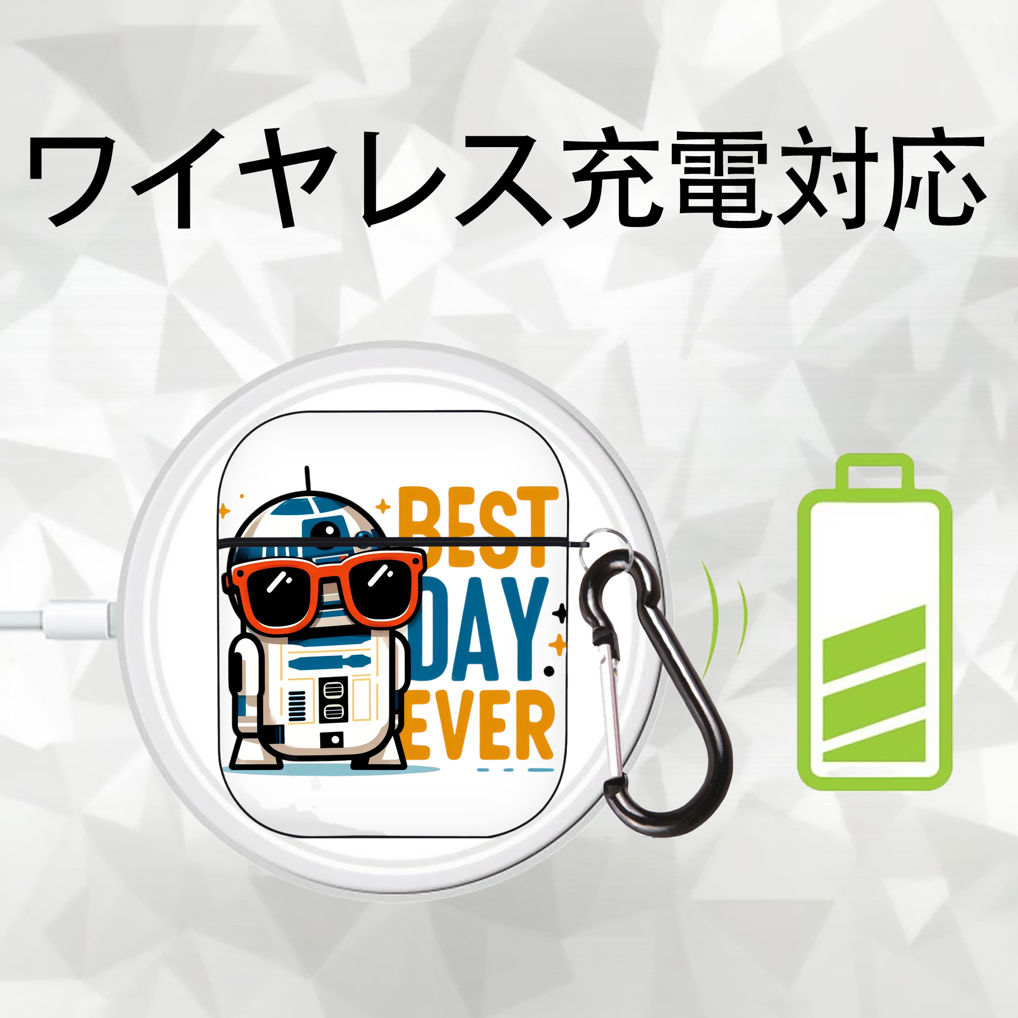 スター・ウォーズ Star Wars AirPods 第2世代保護ケース ハードシェル ブラック 耐衝撃・防指紋・カラビナ付き