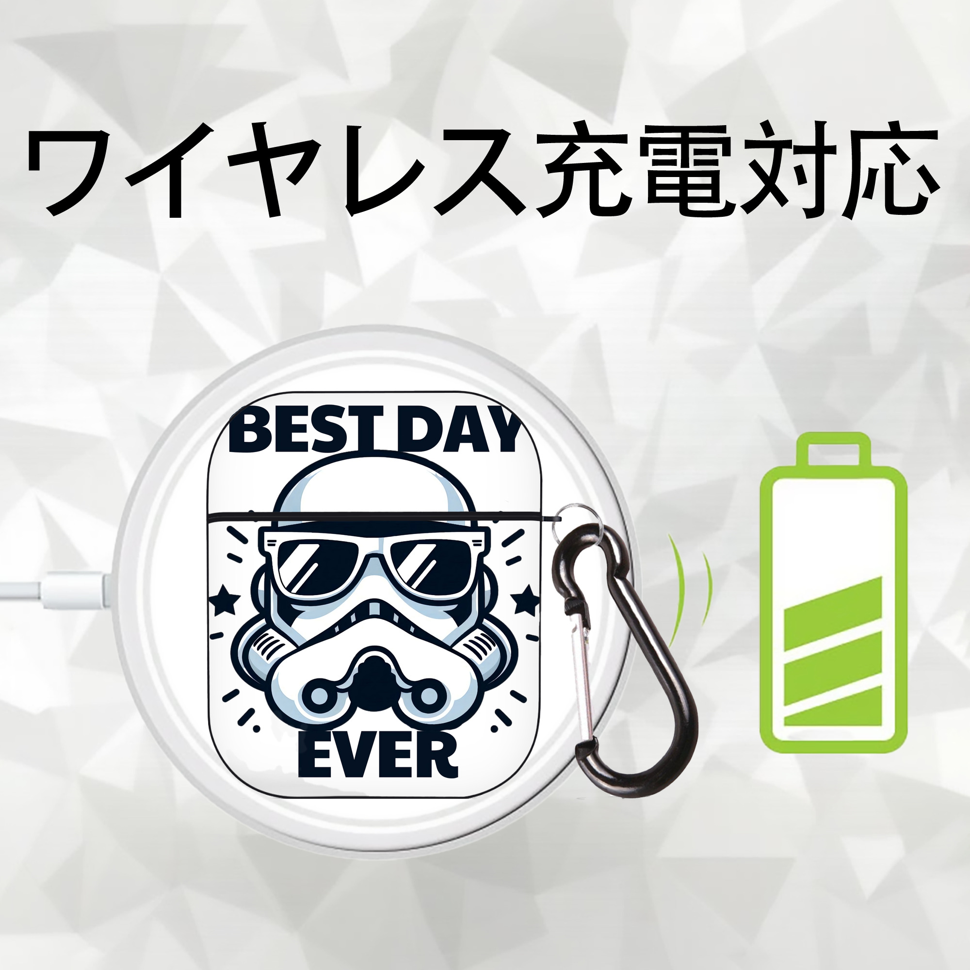 スター・ウォーズ Star Wars AirPods 第2世代保護ケース ハードシェル ブラック 耐衝撃・防指紋・カラビナ付き