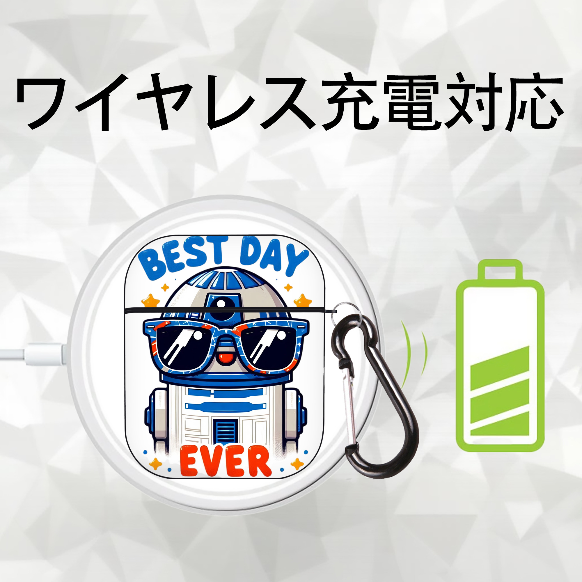 スター・ウォーズ Star Wars AirPods 第2世代保護ケース ハードシェル ブラック 耐衝撃・防指紋・カラビナ付き