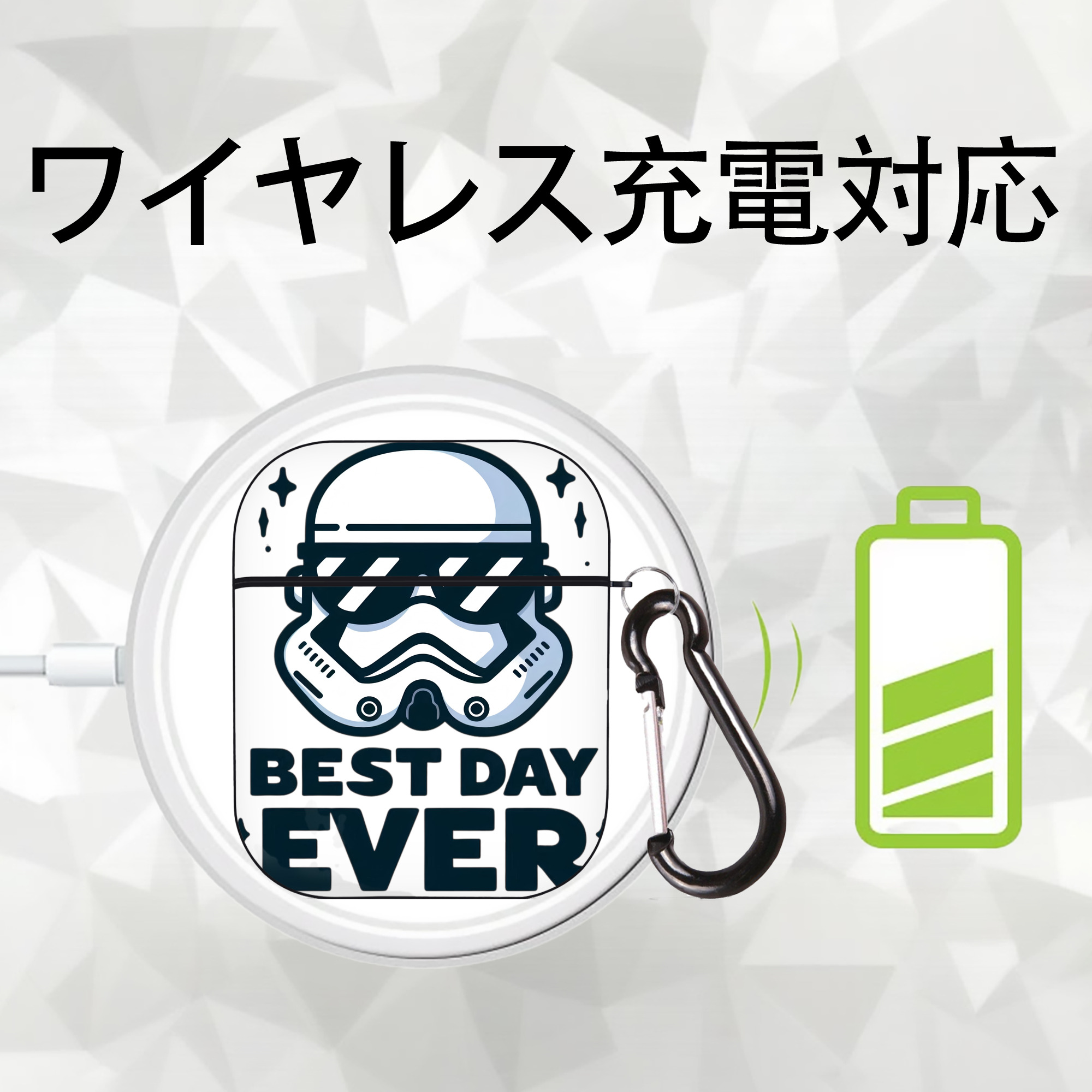 スター・ウォーズ Star Wars AirPods 第2世代保護ケース ハードシェル ブラック 耐衝撃・防指紋・カラビナ付き